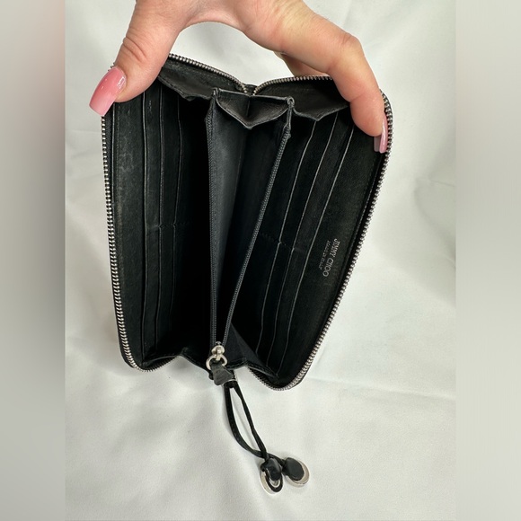 JIMMY CHOO FILIPA Star-embossed Leather Wallet Black Leather Signat… - Picture 6 of 17